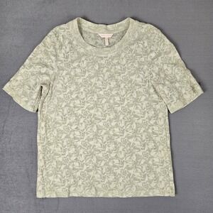 Rebecca Taylor Lemon Jacquard Shirt Womens Medium Floral Burnout‎ Tee